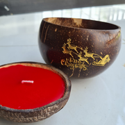 Coconut Shell Christmas Candles - Red ( Set of 2 )