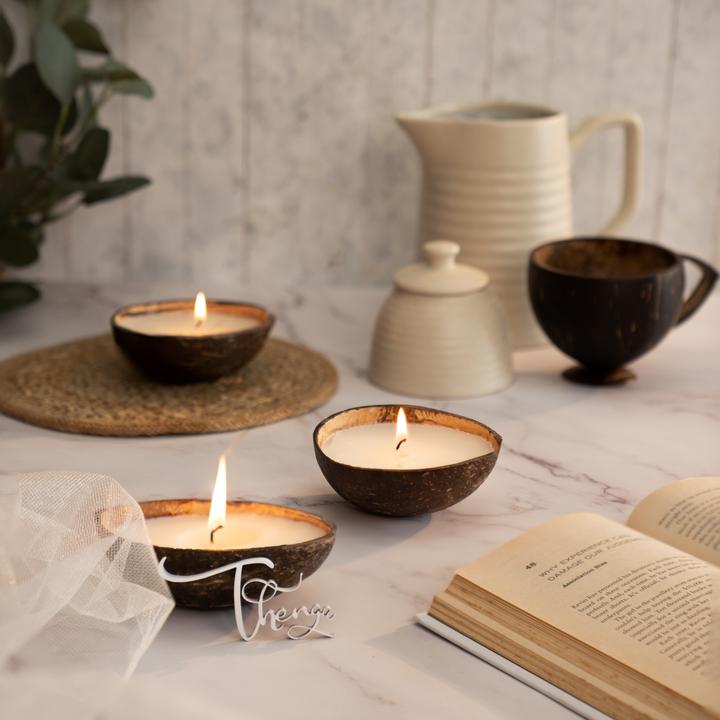 Eco-Friendly Coconut Shell Candle ( Set of 2 )