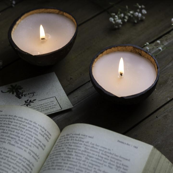 Eco-Friendly Coconut Shell Candle ( Set of 2 )