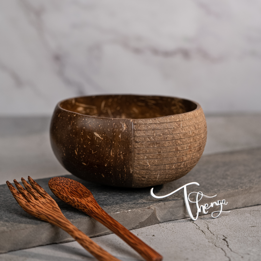 Hand Carved Jumbo Coconut Bowl - 900 ml