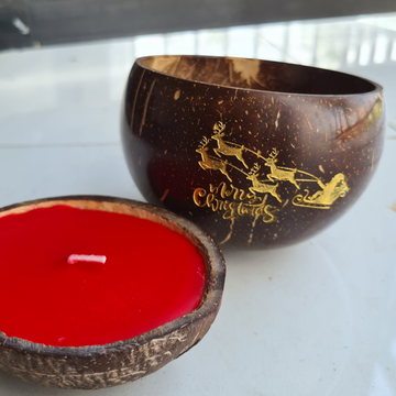 Coconut Shell Christmas Bowl - Decorative, Natural & Eco-Friendly - 500 ML