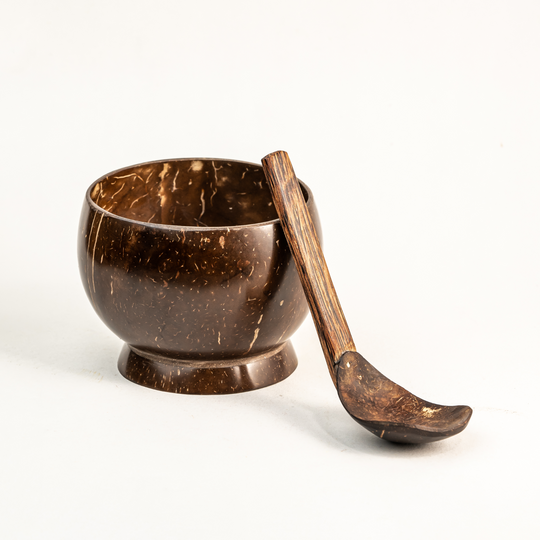 Coconut Shell/Wooden Soup Bowl with Spoon