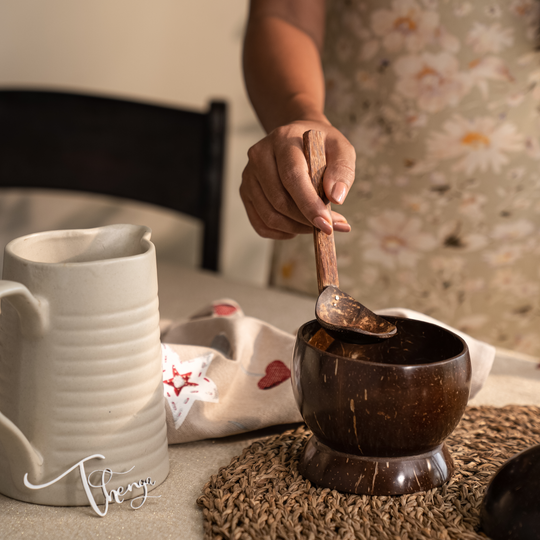 Coconut Shell/Wooden Soup Bowl with Spoon