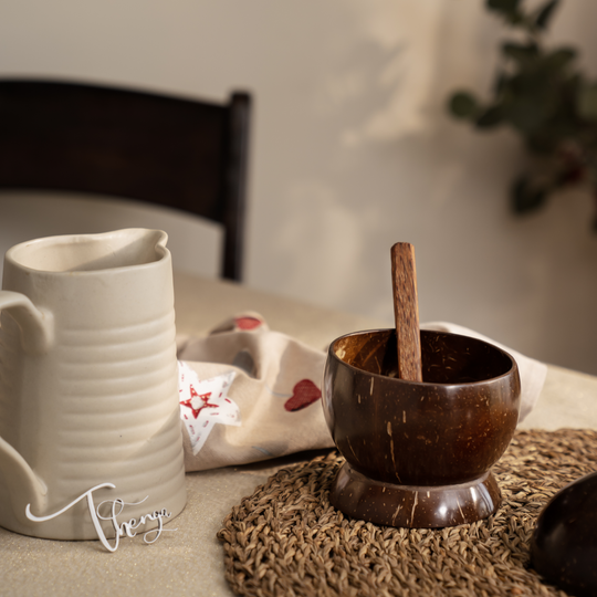 Coconut Shell/Wooden Soup Bowl with Spoon