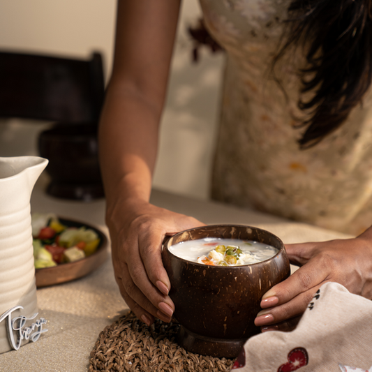 Coconut Shell/Wooden Soup Bowl with Spoon