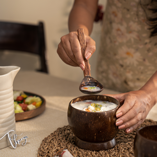 Coconut Shell/Wooden Soup Bowl with Spoon