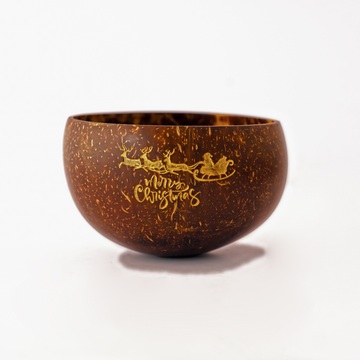 Coconut Shell Christmas Bowl - Decorative, Natural & Eco-Friendly - 500 ML