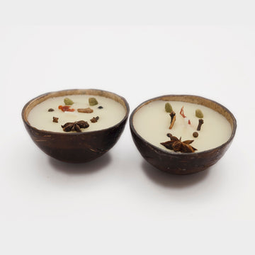 Coconut Shell Spice Candle/Diya (Set of 2)