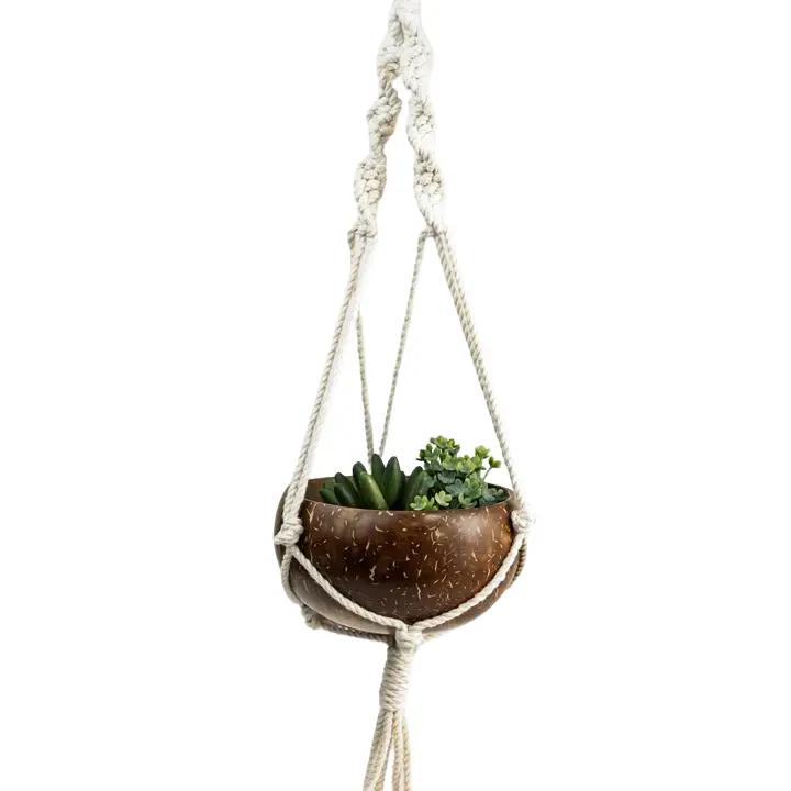 Coconut shell macrame plant hanger for Indoor & balcony