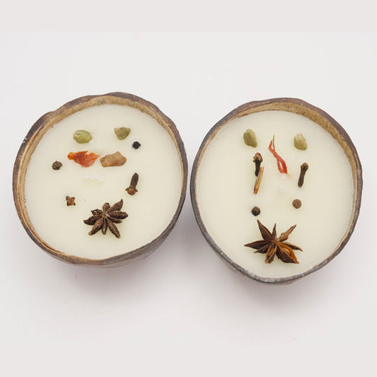 Coconut Shell Spice Candle/Diya (Set of 2)