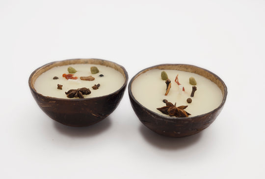 Coconut Shell Spice Candle/Diya (Set of 2)