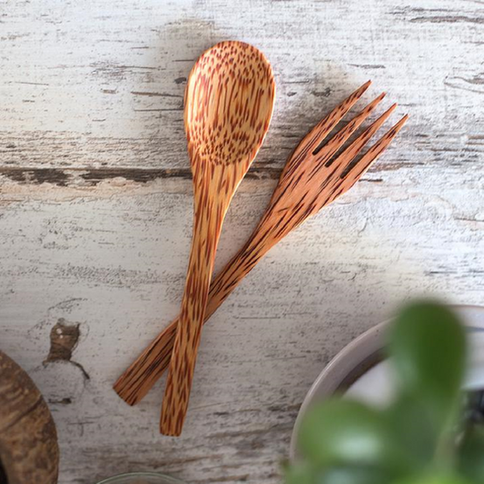 Coconut Wood Spoon & Fork ( Set of 2 )