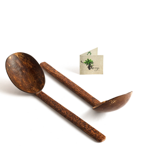 Natural Handmade Coconut Shell Serving Spoon ( Set of 2 )