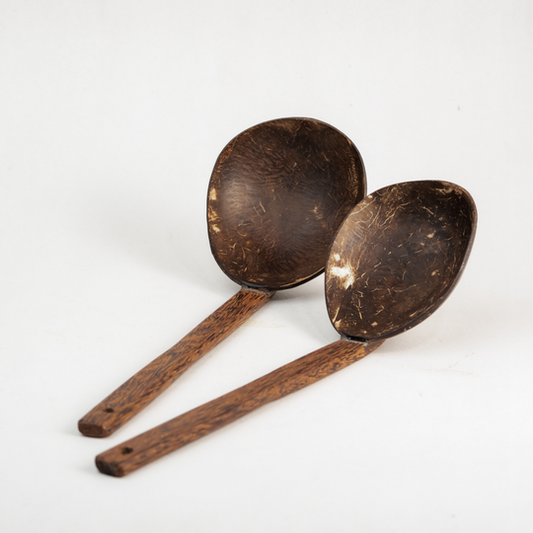 Natural Handmade Coconut Shell Serving Spoon ( Set of 2 )