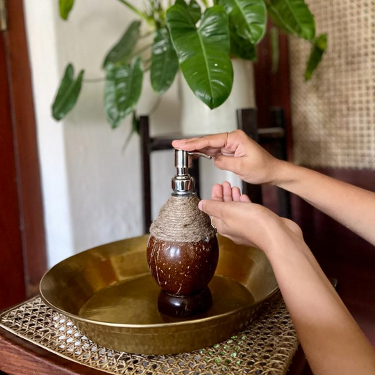 Soap Dispenser with Metal Pump & Coir Rope Detail