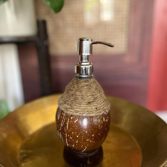 Soap Dispenser with Metal Pump & Coir Rope Detail