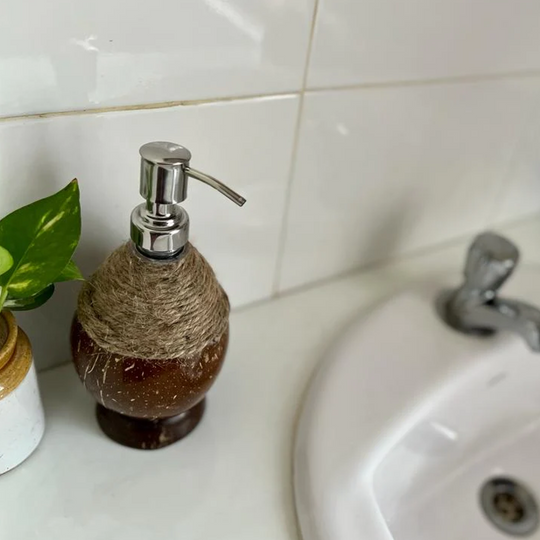 Soap Dispenser with Metal Pump & Coir Rope Detail