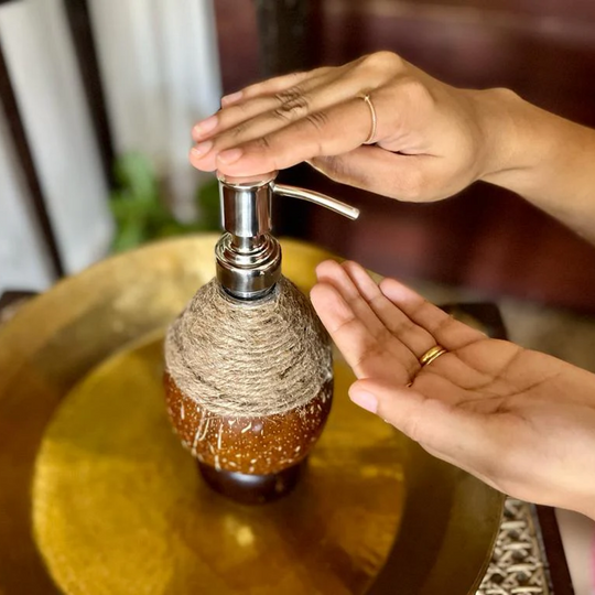 Soap Dispenser with Metal Pump & Coir Rope Detail